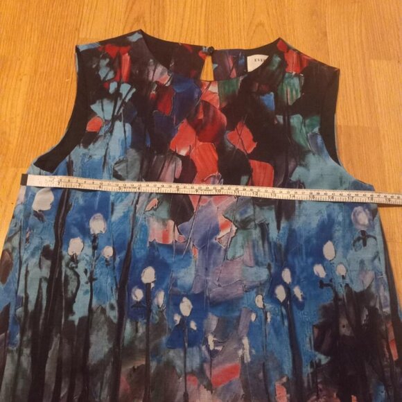 Everly Colorful Blue Red Abstract Watercolor Dress Size S - Picture 4 of 5